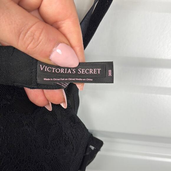 Victoria's Secret Black Bra with Sheer Panels and Boning - Picture 2 of 7
